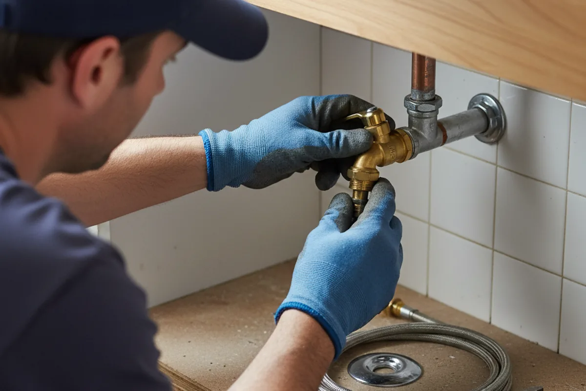 Shutoff valve and fitting work during Faucet and Fixture Repair in Sweeden
